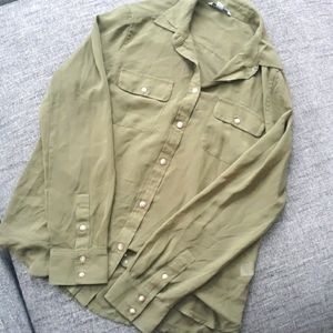 Sheer forest green button up